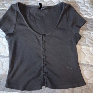 H&M Charcoal Button-Down Women's Top